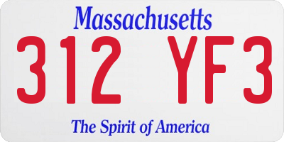 MA license plate 312YF3