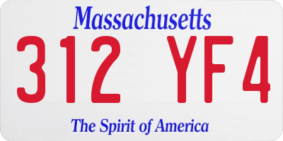 MA license plate 312YF4