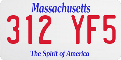 MA license plate 312YF5