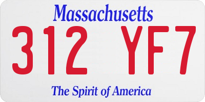 MA license plate 312YF7