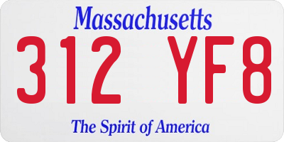 MA license plate 312YF8
