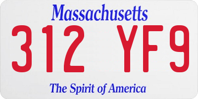 MA license plate 312YF9