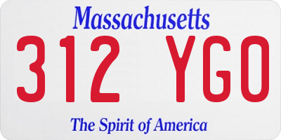 MA license plate 312YG0