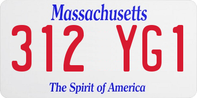 MA license plate 312YG1