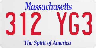 MA license plate 312YG3