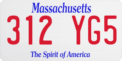 MA license plate 312YG5