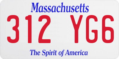 MA license plate 312YG6