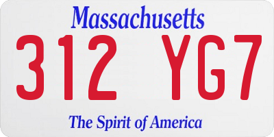 MA license plate 312YG7