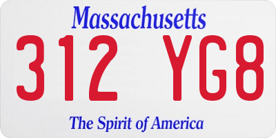 MA license plate 312YG8