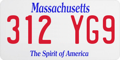 MA license plate 312YG9
