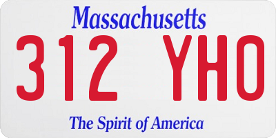MA license plate 312YH0