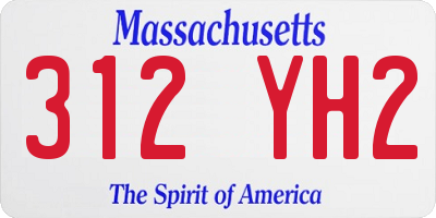 MA license plate 312YH2