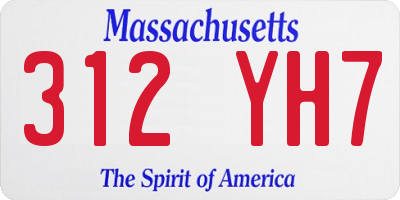 MA license plate 312YH7