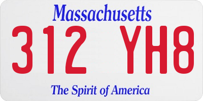 MA license plate 312YH8