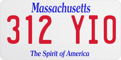 MA license plate 312YI0