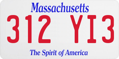 MA license plate 312YI3