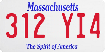 MA license plate 312YI4