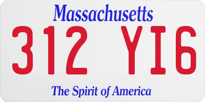 MA license plate 312YI6