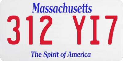MA license plate 312YI7