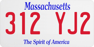 MA license plate 312YJ2