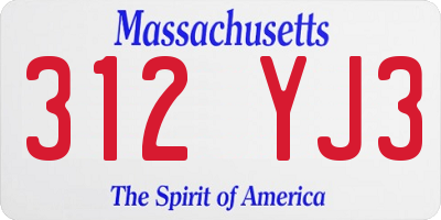 MA license plate 312YJ3