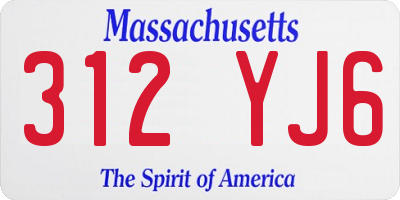 MA license plate 312YJ6