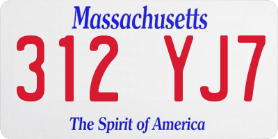 MA license plate 312YJ7