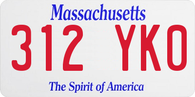 MA license plate 312YK0