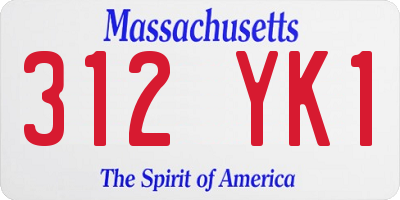MA license plate 312YK1
