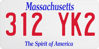 MA license plate 312YK2