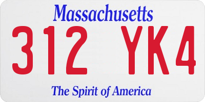 MA license plate 312YK4
