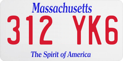 MA license plate 312YK6