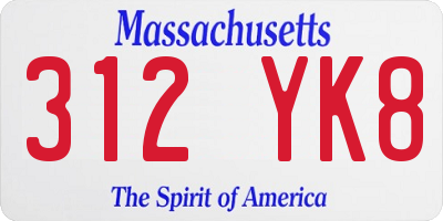MA license plate 312YK8