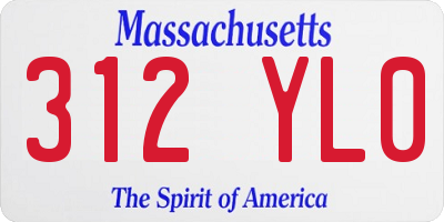 MA license plate 312YL0