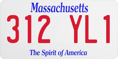 MA license plate 312YL1