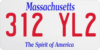 MA license plate 312YL2