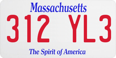 MA license plate 312YL3