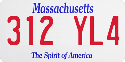 MA license plate 312YL4