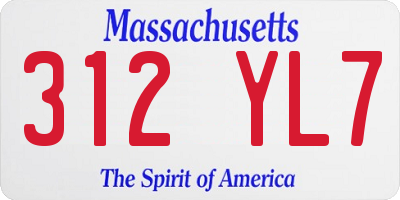 MA license plate 312YL7