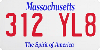 MA license plate 312YL8