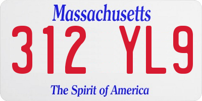 MA license plate 312YL9
