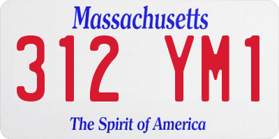 MA license plate 312YM1