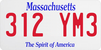 MA license plate 312YM3