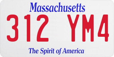 MA license plate 312YM4