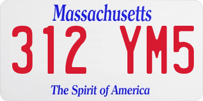 MA license plate 312YM5