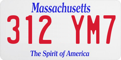 MA license plate 312YM7