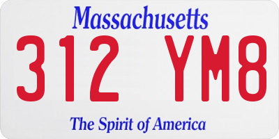 MA license plate 312YM8
