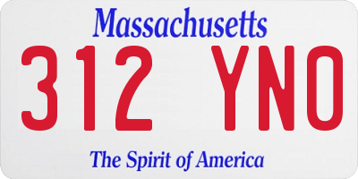 MA license plate 312YN0