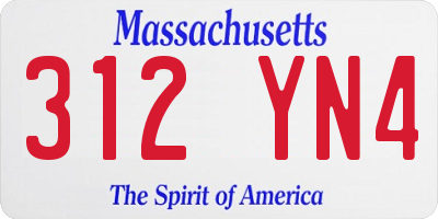 MA license plate 312YN4