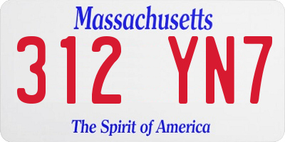 MA license plate 312YN7
